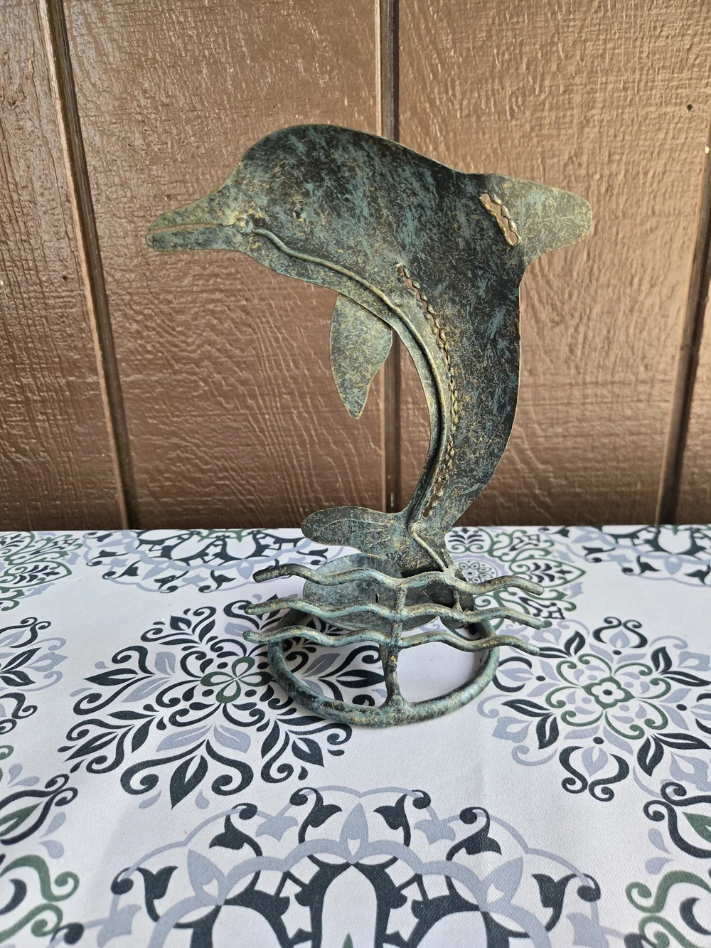 Metal Dolphin With Candle Holder